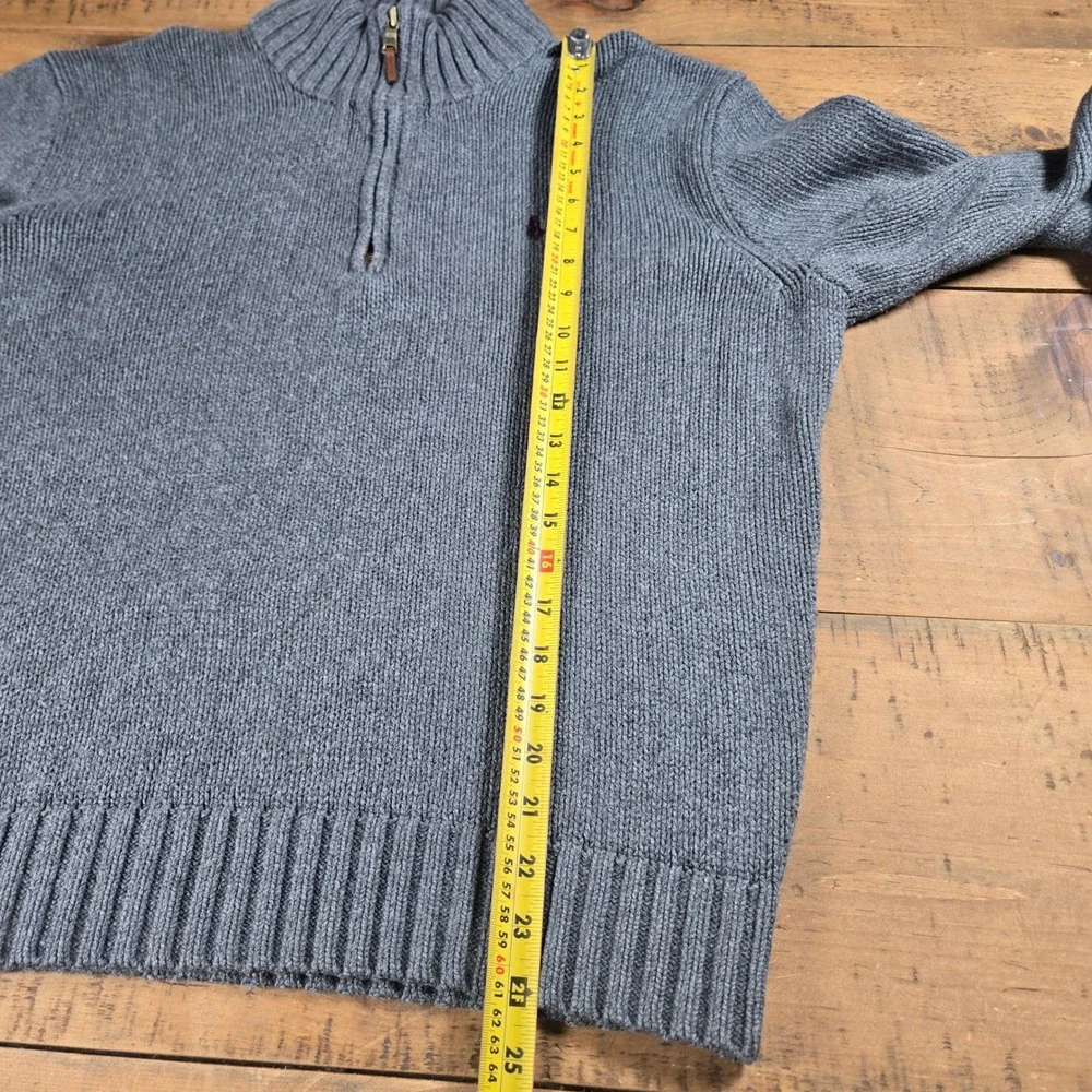 Polo Ralph Lauren Mens Gray 100% Cotton Shaker Rib Quarter Zip Sweater Large